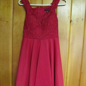sz S Red Dress Holiday Dresses Beaded Dresses Skater Dress with Tulle Christmas
